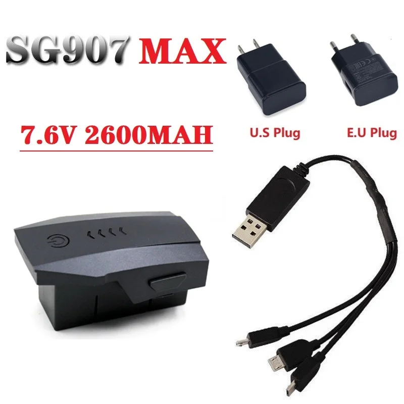 

Original 7.6V 2600mAh Lipo Battery With Charger For SG907MAX SG-907 MAX Drones Smart Anti-Shake RC Quadcopter Spare Parts