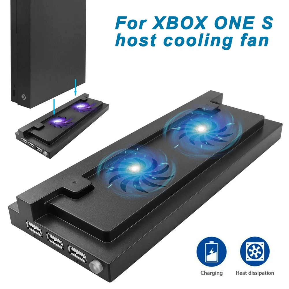 

Vertical Stand with Cooling Fan for Xbox one S/Slim 3 USB Ports Hub Vertial Cooling Base/Dock for Xbox one S Game Console