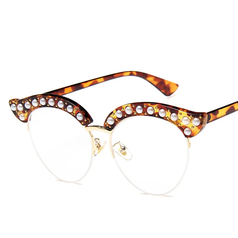 

Fashion Half Frame Cat Eye Sunglasses Women Eyebrow Shape Sun Glasses Luxury Vintage Pearl Eyewear Female UV400 Outdoor Oculos