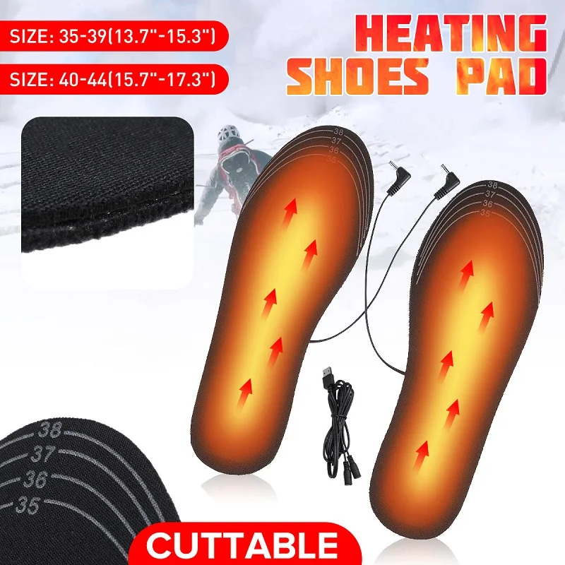 

1 Pair USB Heated Shoe Insoles Foot Warming Pad Feet Warmer Sock Pad Mat Winter Outdoor Sports Heating Insoles Winter Warm Soles