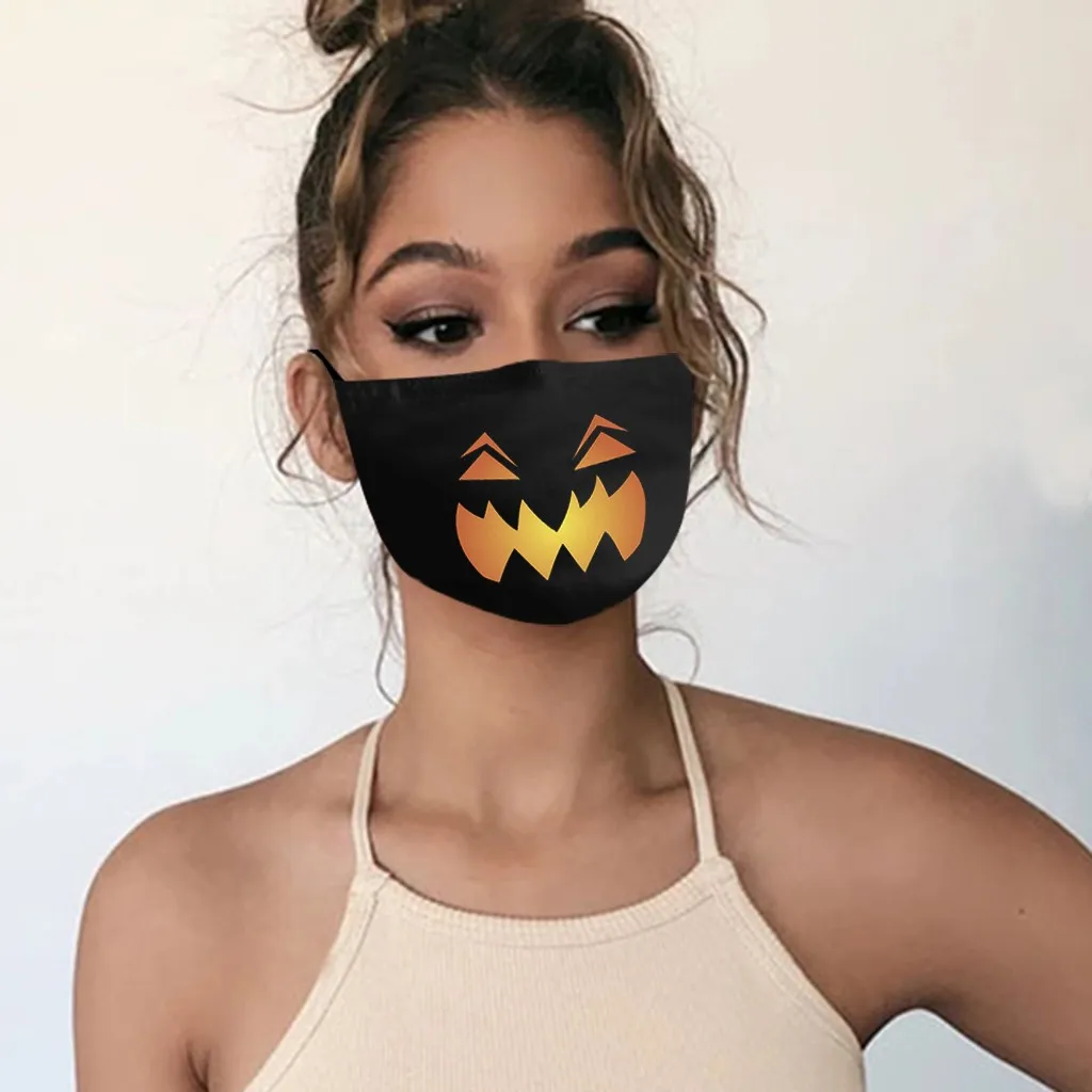 Взрослые моющиеся маски для лица с забавными принтами на Хэллоуин рта