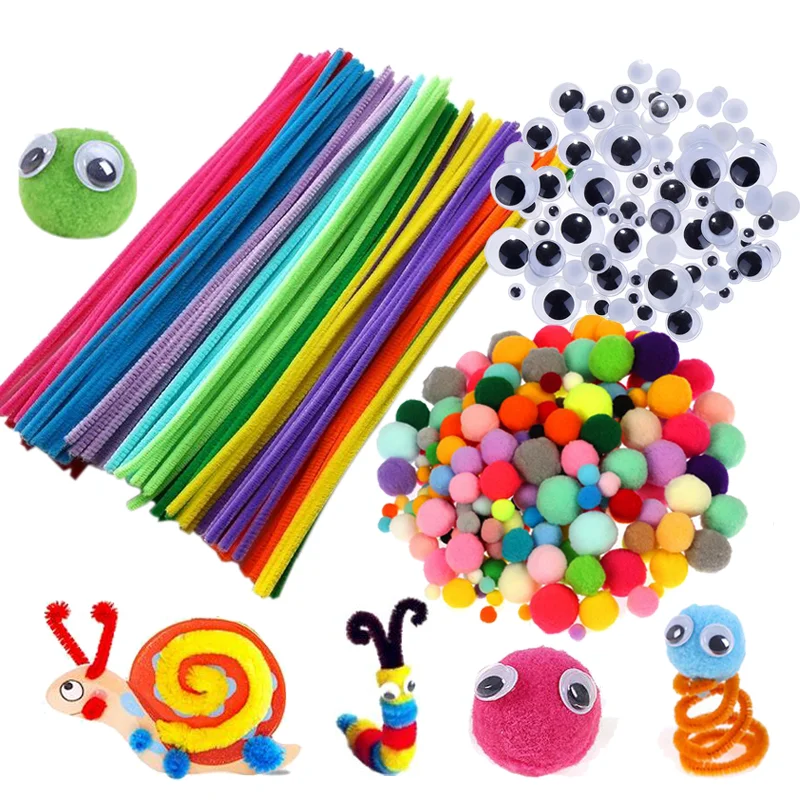 

Handmade Art New Plush Stick DIY ToysPompoms Rainbow Colors Shilly-Stick Educational Craft Creativity Devoloping Toys