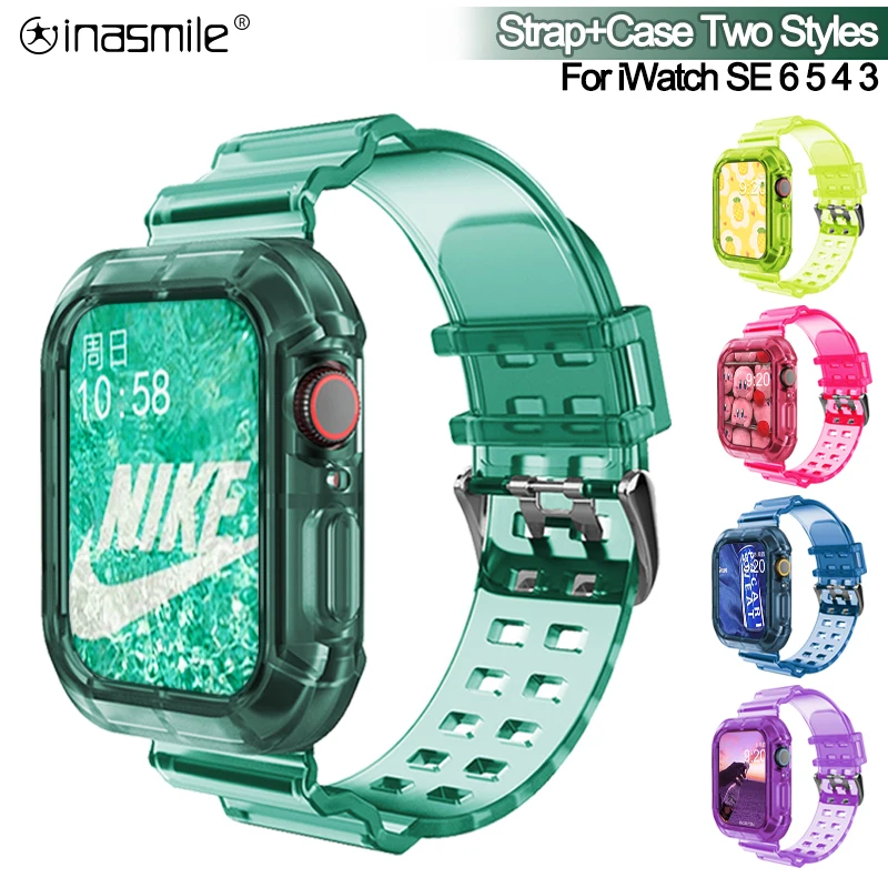 

Ремешок и чехол для iwatch Series SE 6 5 4 44 мм 42 мм, силиконовый спортивный браслет для Apple Watch 3 2 1 38 мм 40 мм