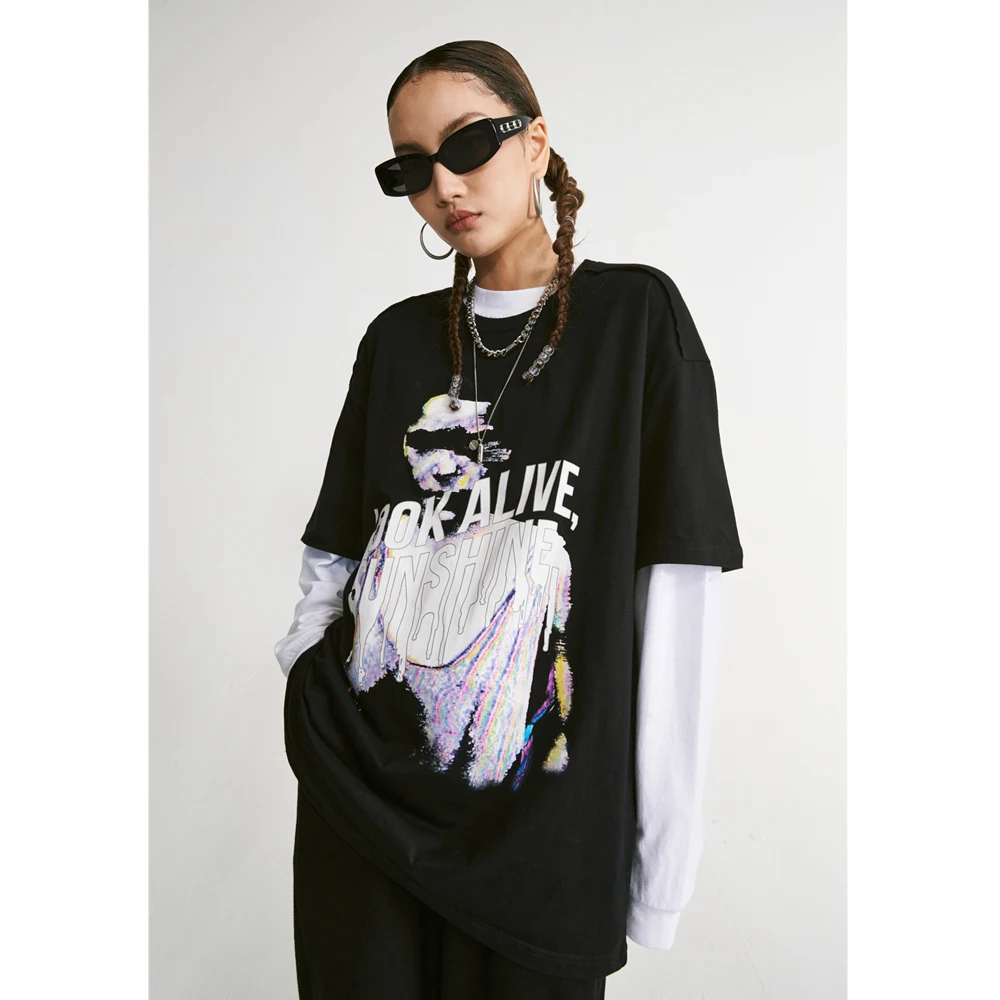 

Мужские хлопковые футболки EukaaRu с абстрактным принтом, уличная футболка в стиле хип-хоп, Женская свободная футболка, футболки с графическим ...