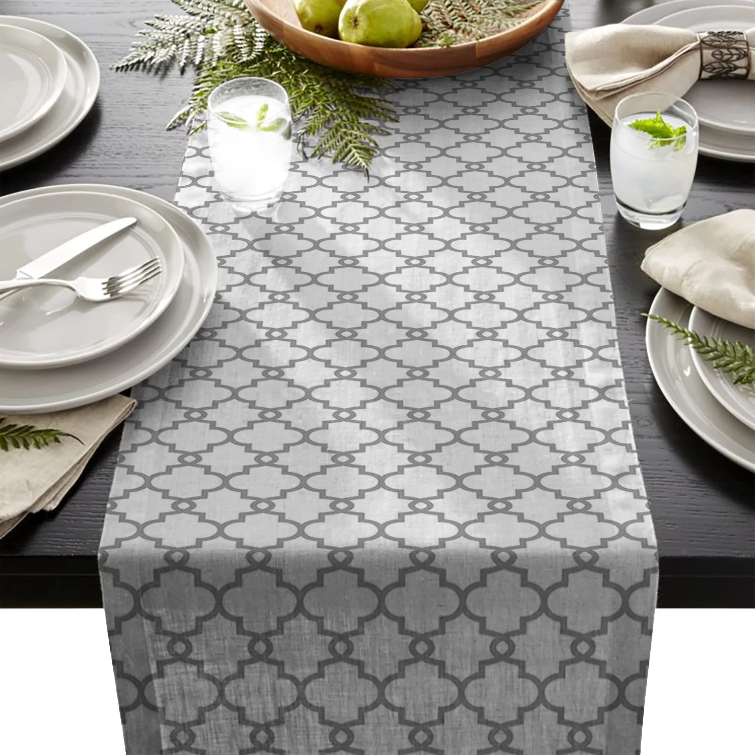 

Moroccan White Black Table Runners Home Decorations for Family Dinner Outdoor Indoor Parties Thanksgiving Christmas Gathering
