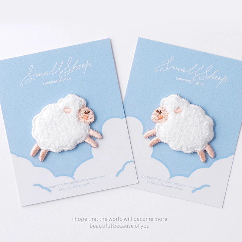 

Нашивки с животными и овечкой для одежды, красивая белая плюшевая вышитая нашивка