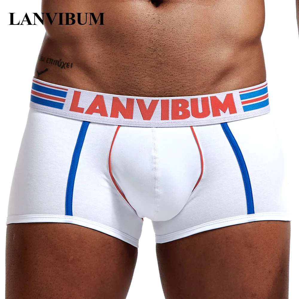 Lanvibum Брендовые мужские боксеры мужское нижнее белье чистый трусы модные шорты