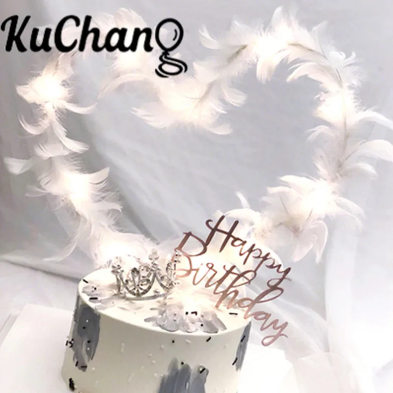 Розовый Золотой Топпер для торта С Днем Рождения акриловая надпись золото