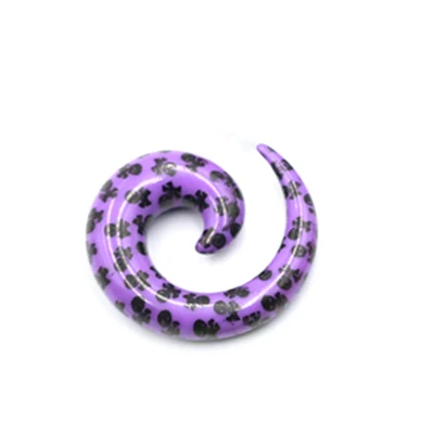 Purple Skull Новинка, 2 шт., в стиле панк, акриловые, спиральные, конфетные, ушные приспособления, растягивающие пробки и туннели, расширители, пирсинг, ювелирные изделия, вечерние, подарок - Окраска металла: Purple Skull