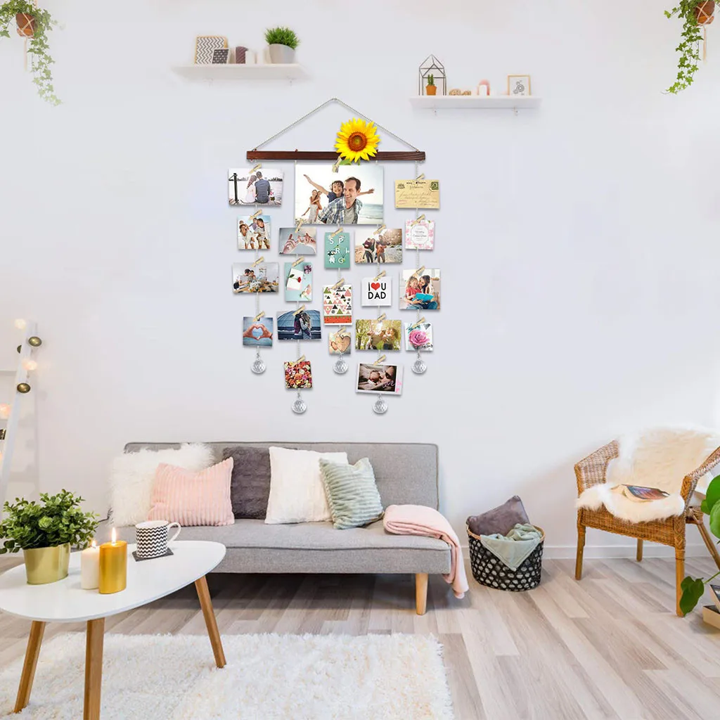 DIY Фото Висячие зажимы струны фото коллаж дисплей фоторамка коллаж фото хранение декоративная подставка держатель для фотографий#15