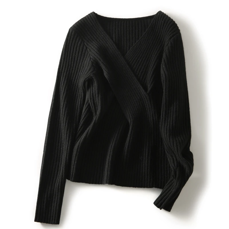 

[ZZOVG] smile han pavilion J beauty Jane luxury crossover v-neck pit article thin sweater