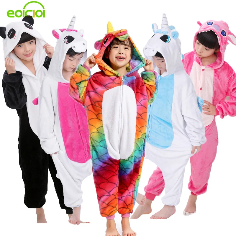 EOICIOI New пижама для девочки мальчика Осень Зима Дети Фланель Животное забавное животное Стежка панды Пижамы Малыш Onesie Пижамы Детская одежда для сна пикачу одежда детские пижамы пижама для девочки