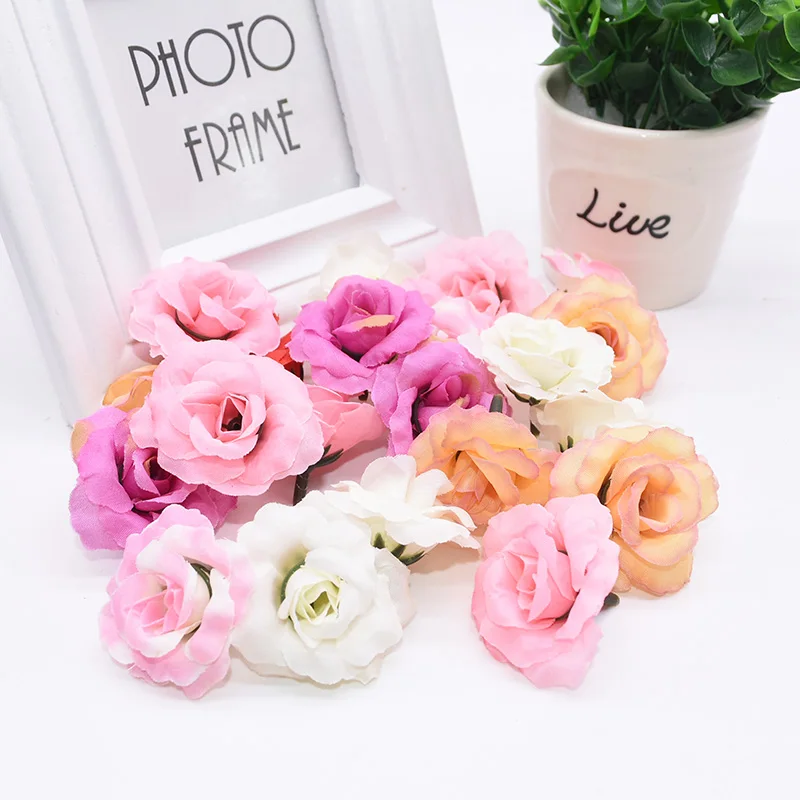 

10/20/50Pcs Silk Artificial Flower Head Fake Rose Flowers DIY Wreath Scrapbooking Craft Wedding Home Decor Supplies