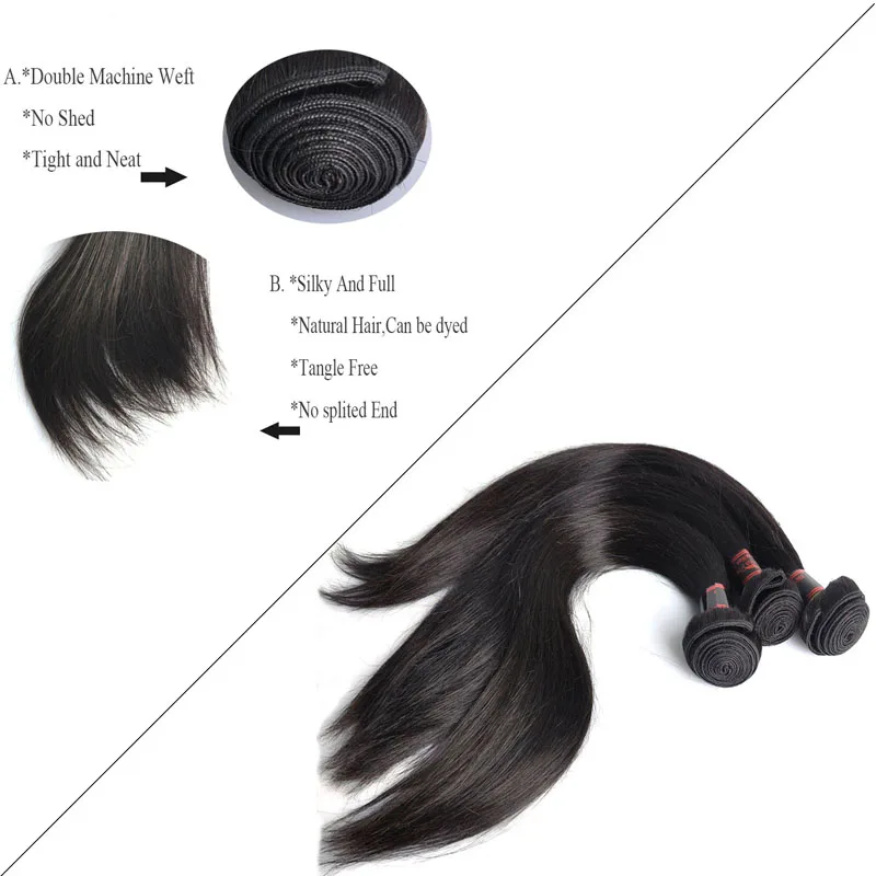 Волосы в пучках с закрытыми волосами 6x6 бразильские волосы прямой прозрачный