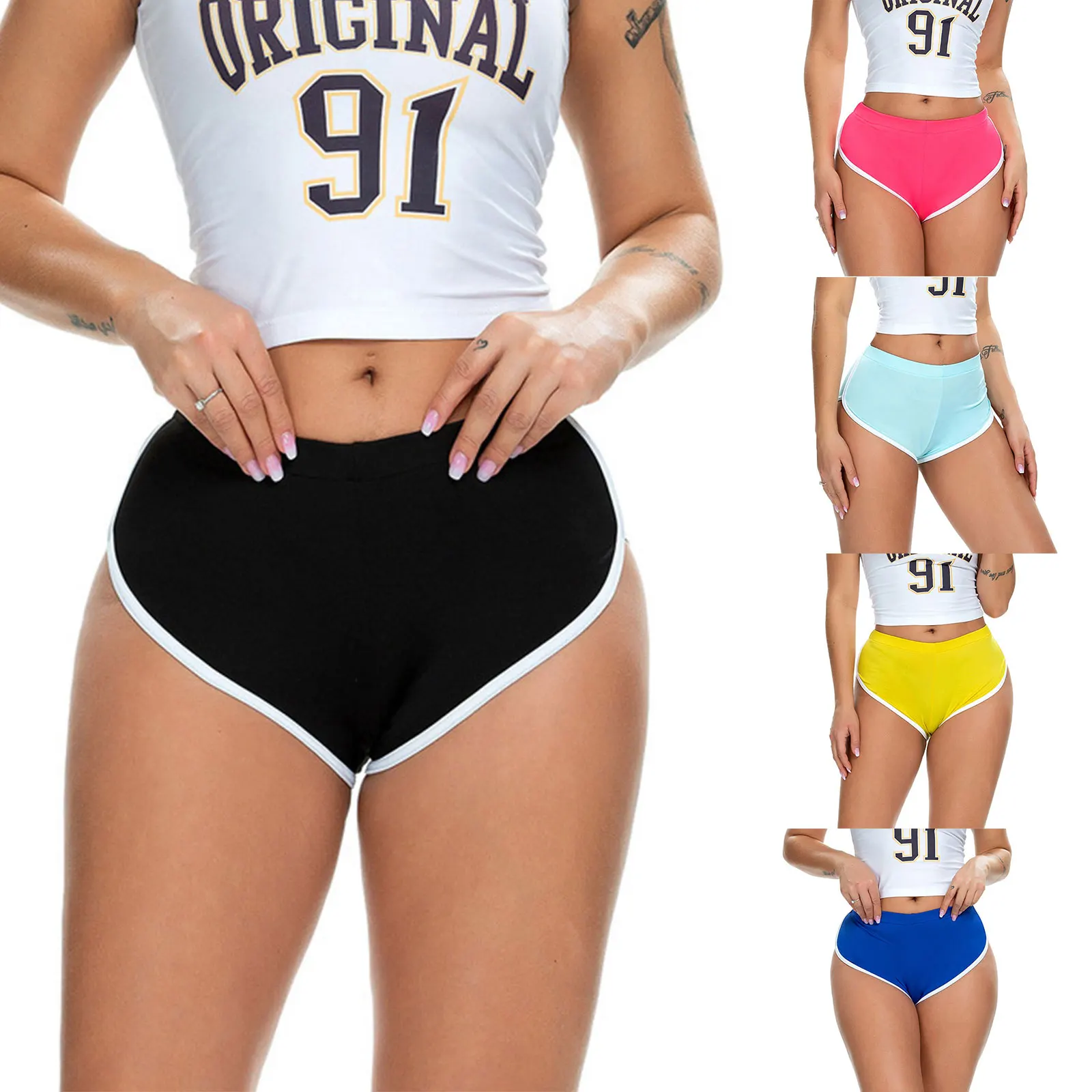 

Женские плавательные шорты контрастных цветов, облегающие короткие брюки с высокой талией для лета