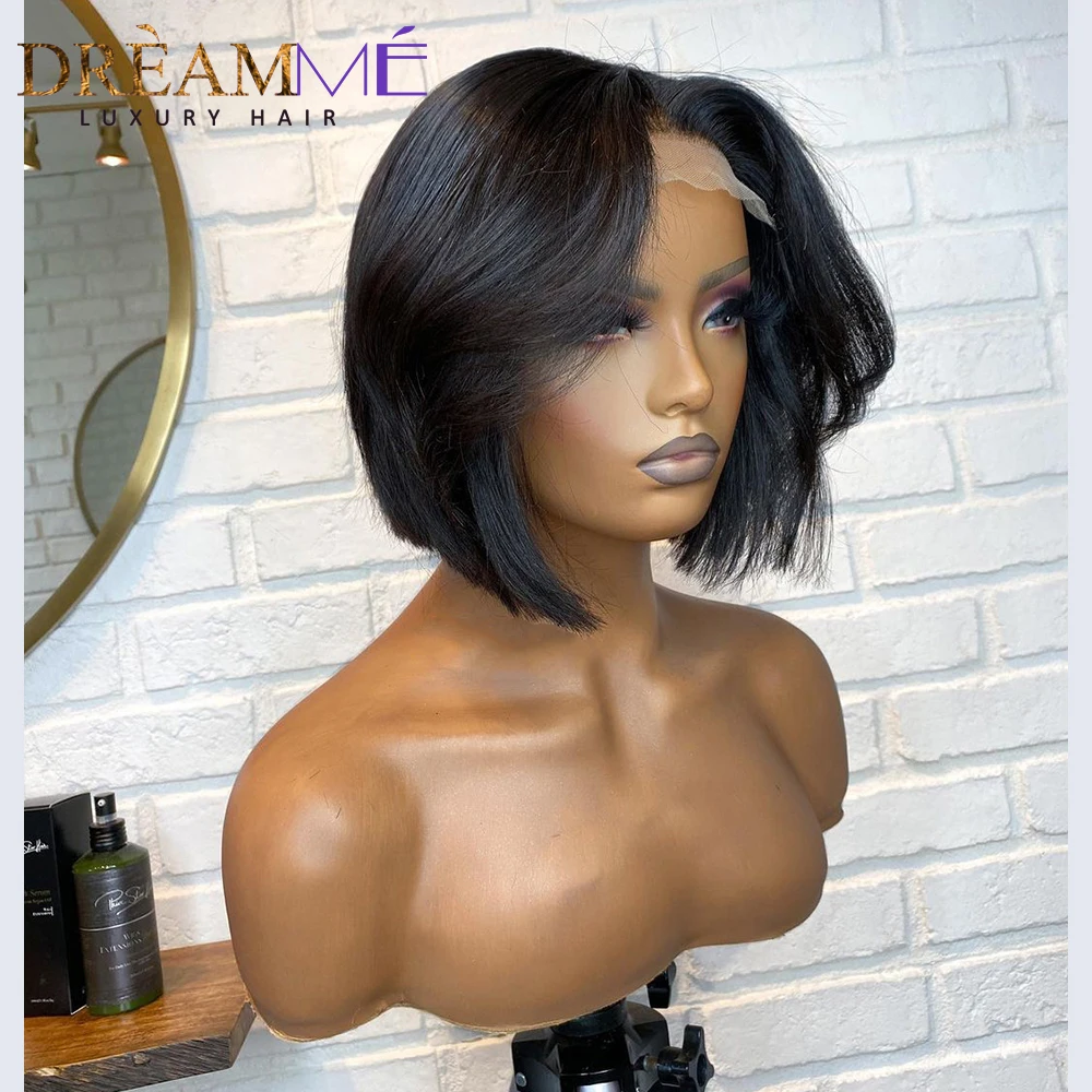 Короткий парик из человеческих волос прямые волосы бразильский естественный