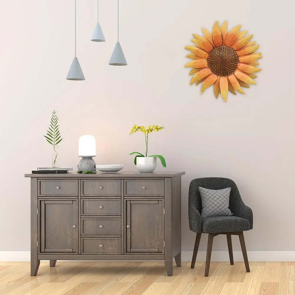 

Metal Sunflower Wall Art Sculpture 3D Iron Sun Flower Wall Decor Wall Hanging Ornament for Garden Fence Corridor Decor