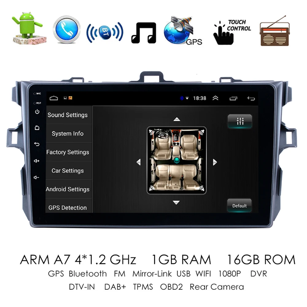 Автомагнитола для Toyota Corolla E140/150 2007 2008 2009 2010 2011 2012 2013 стерео GPS Navi Android 9