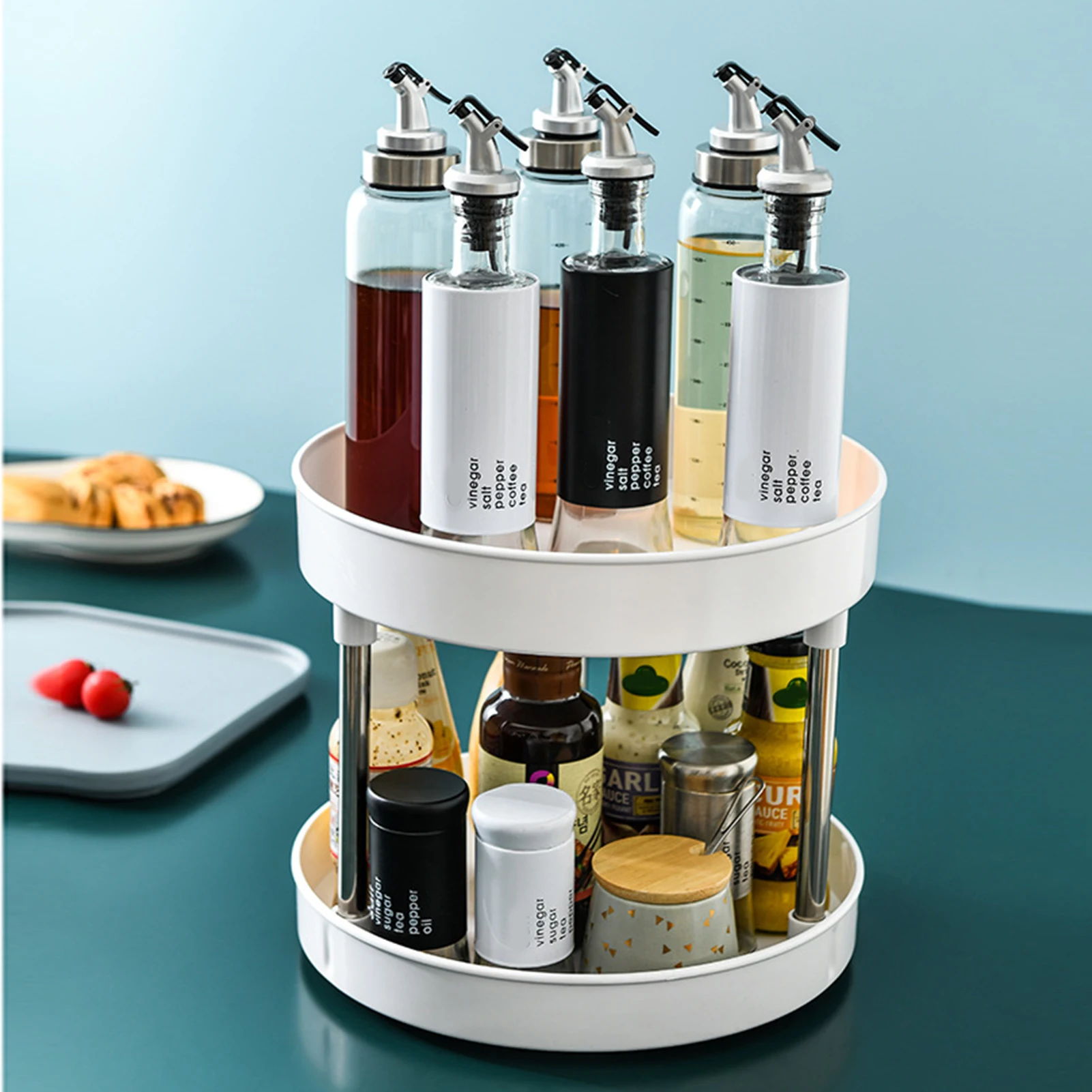 

Turntable 360-Degree Organizer Rotating Spice Rack Organizer Multifunctional Rotating Rack For Bedroom Kitchen