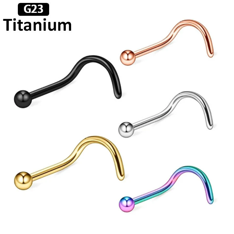 

F136 Titanium Piercing Nose Nail Classic Curved Rod Small Ball Human Body Puncture Mens And Womens Fashion Piercing Jewelry