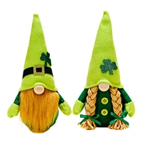 stpatricks day gnome plush handmade dwarf doll with green hat faceless elf dwarf ornaments home desktop party decorations