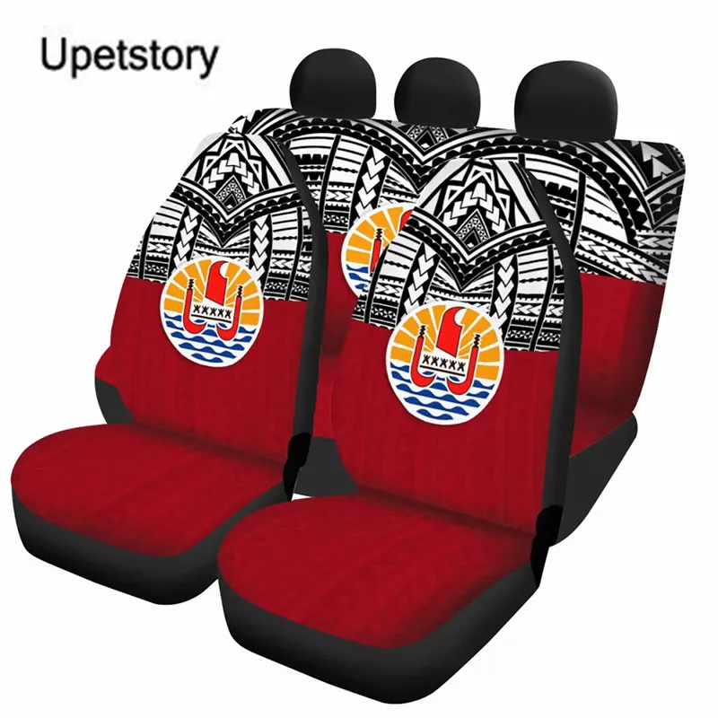 

Upetstory Hawaii Red Tahiti Polynesian Pattern Car Seat Cover Custom Name Front and Rear Car Seat Covers Protector Dropshipping