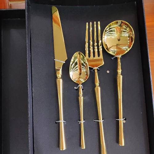 4 set gift box Набор столовых приборов из нержавеющей стали, золотой, зеркальная полировка, столовая посуда, столовый нож, вилка, продукты, инструменты, кухонные аксессуары - Цвет: 4 set gift box