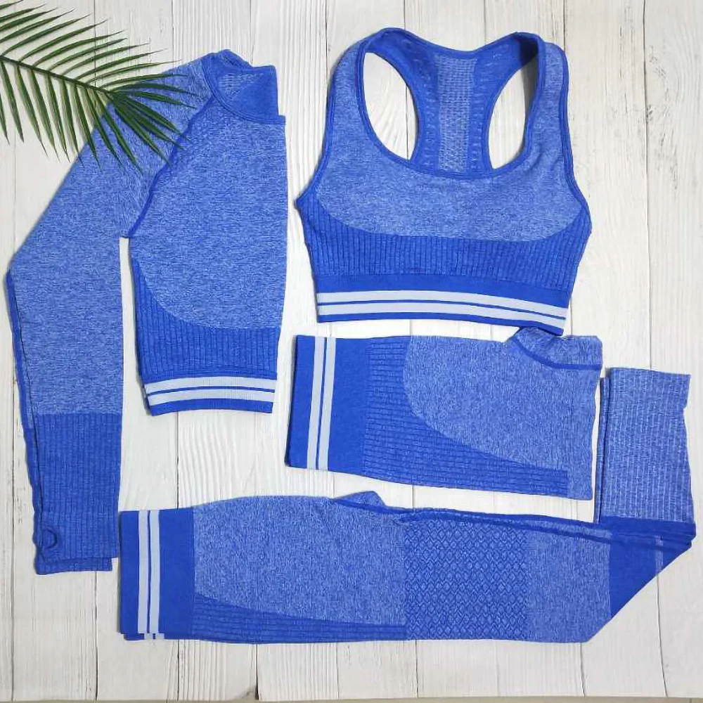 Тренировочный костюм для женщин бесшовный комплект йоги спортивная одежда с