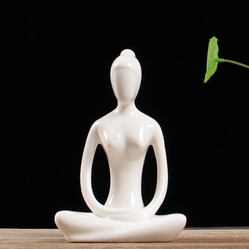 

2x Abstract Art Ceramic Yoga Poses Figurine Porcelain Yoga Lady Figure Statue Home Yoga Studio Decor Ornament 1 & 3