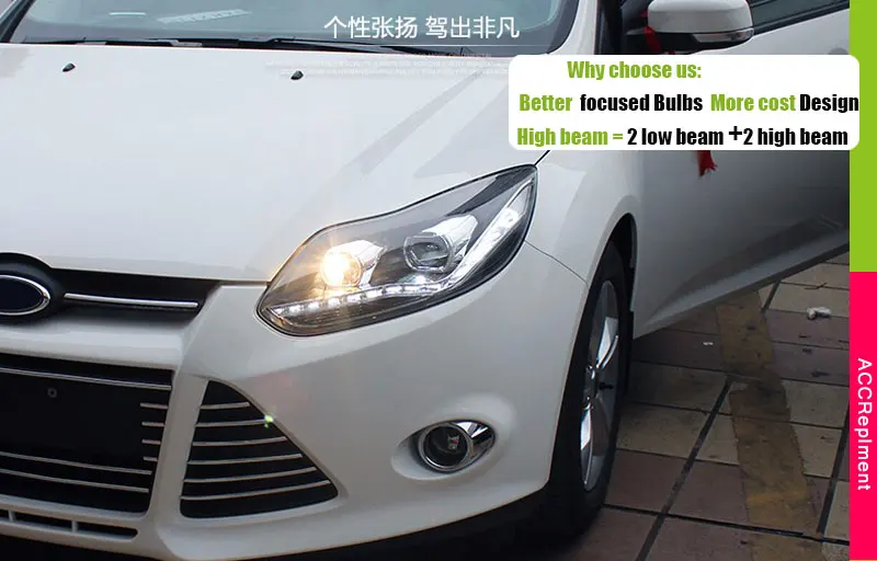 Автомобильный Стайлинг Головной фонарь для Ford Focus 3 фары 2012 2013 светодиодная фара в сборе Биксеноновые линзы двойной луч HID