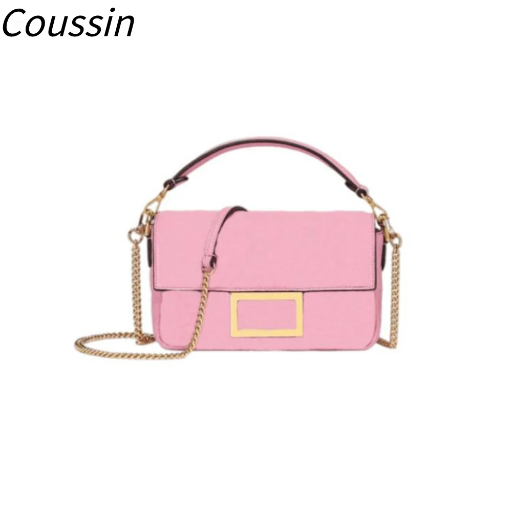

19CM Small Flap Baguette Bag Iconic Embossed Letter Leather Womens Metal Chain Clutch Shoulder Crossbody Tote Bag Handbag Purse