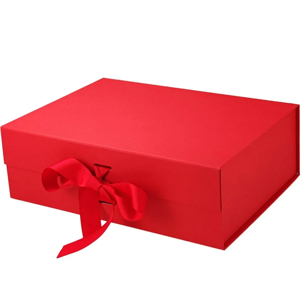

High Quality Rigid Thick Gift Box Spring Festival Ribbon Gift Boxes New Year Magnetic Candy Box Wrapping Box With Ribbon