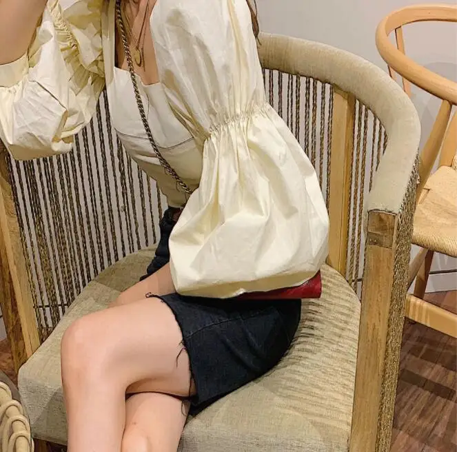 WHITNEY WANG блузки женские 2019 осень мода уличная футболка с пышными рукавами и