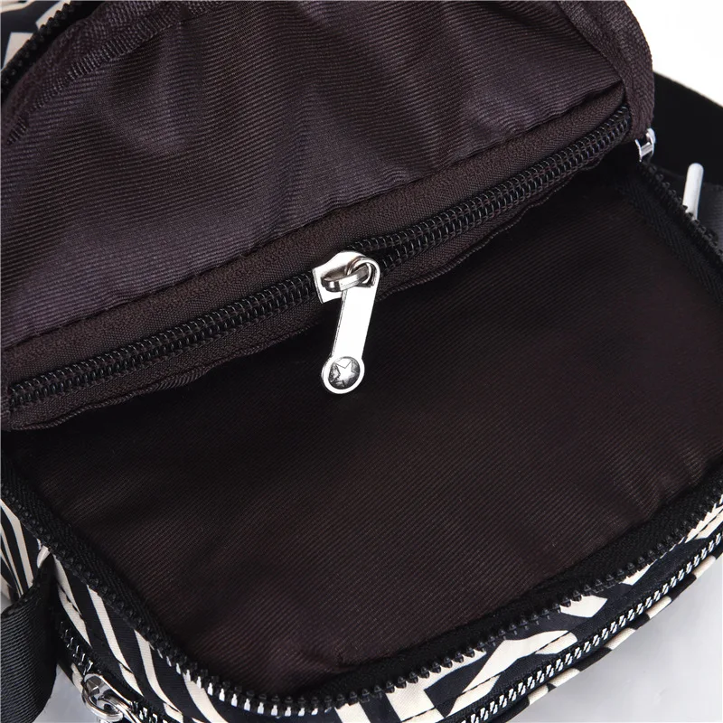 

Women Oxford Shoulder Bag Three-layer Zipper Fashion Print Crossbody Bag Casual Mini Totes Lady Coin Purse Lightweight Phone Bag