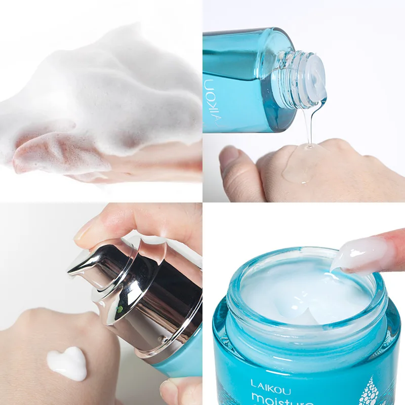 

Dry Skin Hydrating 4pcs/Lot Hyaluronic Acid Moisturizing Face Cleanser+Toner+Emulsion+cream Korean CosmeticsSkin Care Set