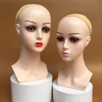 female professional cosmetology bald mannequin head for making wigs displaying wigs glasses hair with wig net cap