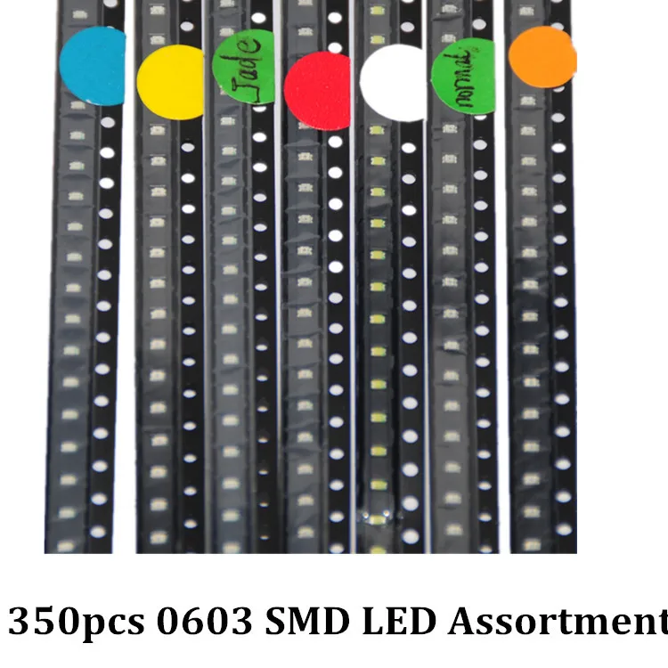 350 шт. SMD светодиодные диоды 0603 в ассортименте Diod светоизлучающие красный