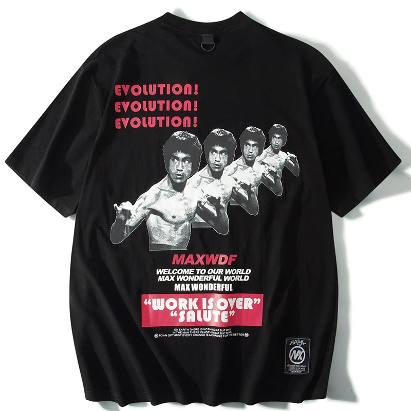 

Для мужчин футболка в стиле «хип-хоп» Брюс Ли печатных 100% хлопковые футболки 2021 летняя уличная большеразмерная футболка для Для мужчин хип-...