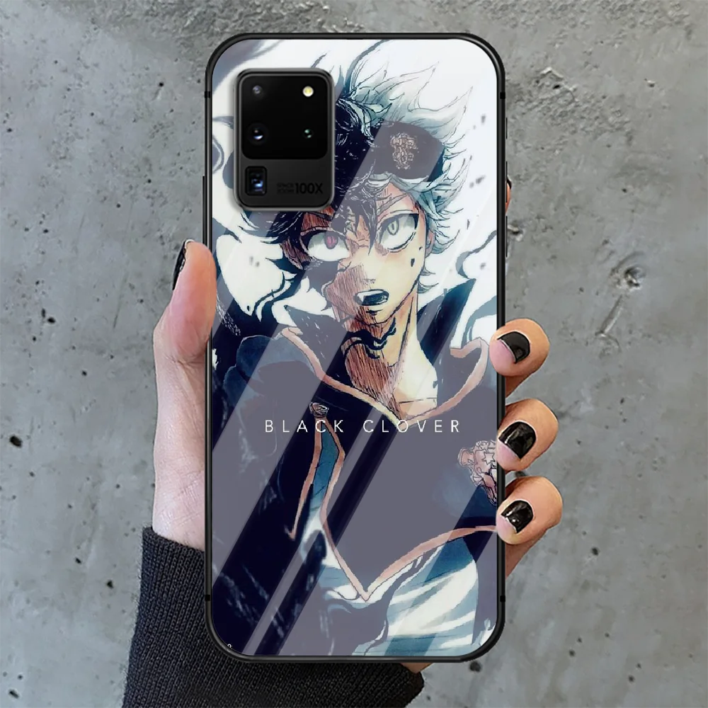 

Black Clover Asta Phone Tempered Glass Case Cover For Samsung Galaxy S Note 5 6 9 10 10E 20 21 FE Plus Uitra Fashion Bumper