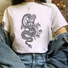 Женская винтажная белая футболка, с принтом дракона, в стиле Харадзюку, 2020, женская летняя футболка