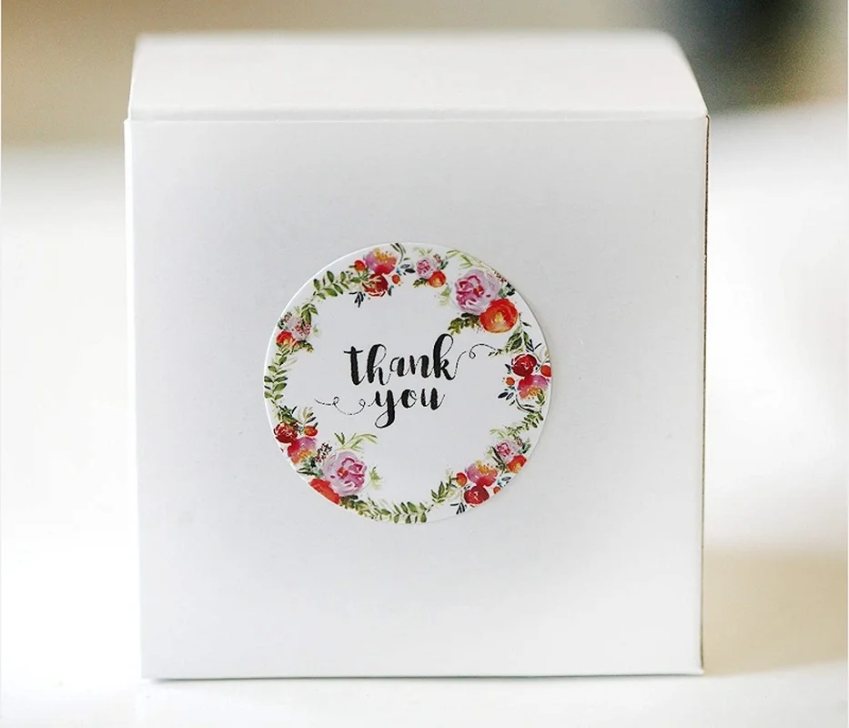 

Beautiful Floral Thank You Sticker 500pcs/roll 1inch Thank You Adhesive Label scrapbooking for envelope seal stationery sticker