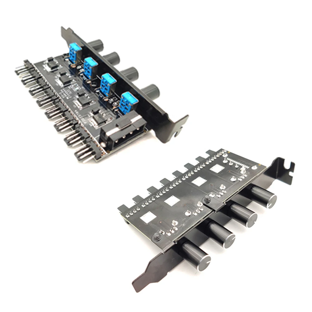 

Extension Cable Splitter Adapter Controller 8 Channels Fan Hub 4 Knob PCI Bracket CPU Cooler PC Case Fan Speed Controller