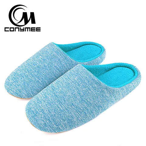 QBX-RCS Sky Blue Зимние мужские домашние тапочки; Повседневная хлопковая обувь; Мягкие плюшевые тапочки для спальни; домашняя обувь; плотные мужские теплые пушистые Тапочки Большой размер меховые тапочки сандалии для мужчин нескользкие - Цвет: QBX-RCS Sky Blue