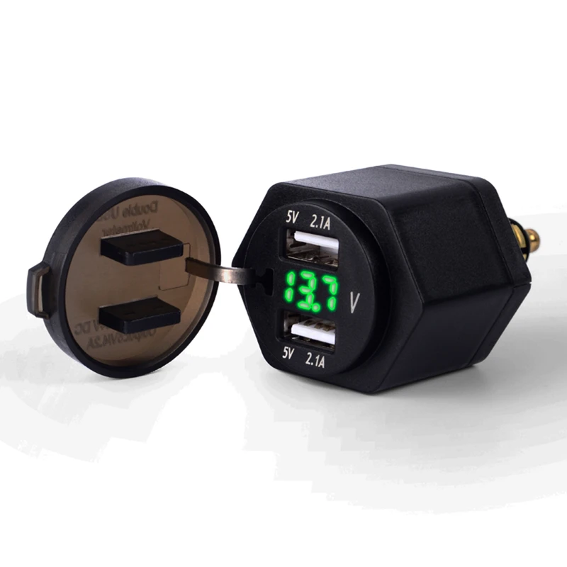 

Мотоциклетное зарядное устройство с двумя USB-портами, разъем 4,2 а Din Hell a Plug, светодиодный вольтметр Powerlet