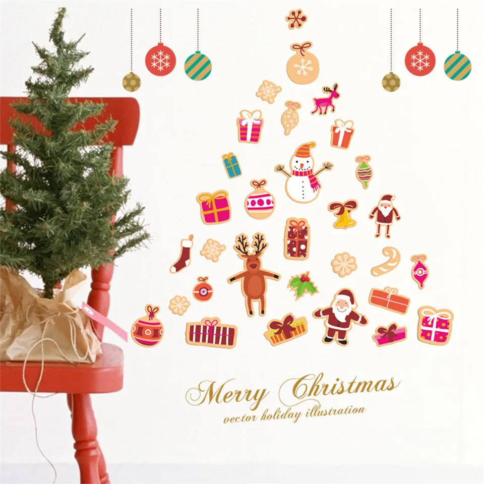 Современные рождественские украшения наклейки на стену для гостиной