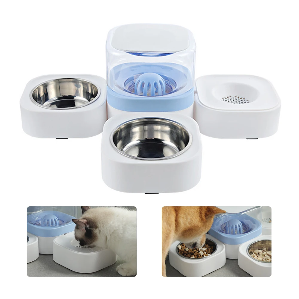 

1.8L Automatic Water Feeder Fountain Water Drinking Feeding Container Pet Supplies with Food Bowls for Cat Dog Kitten Dropship