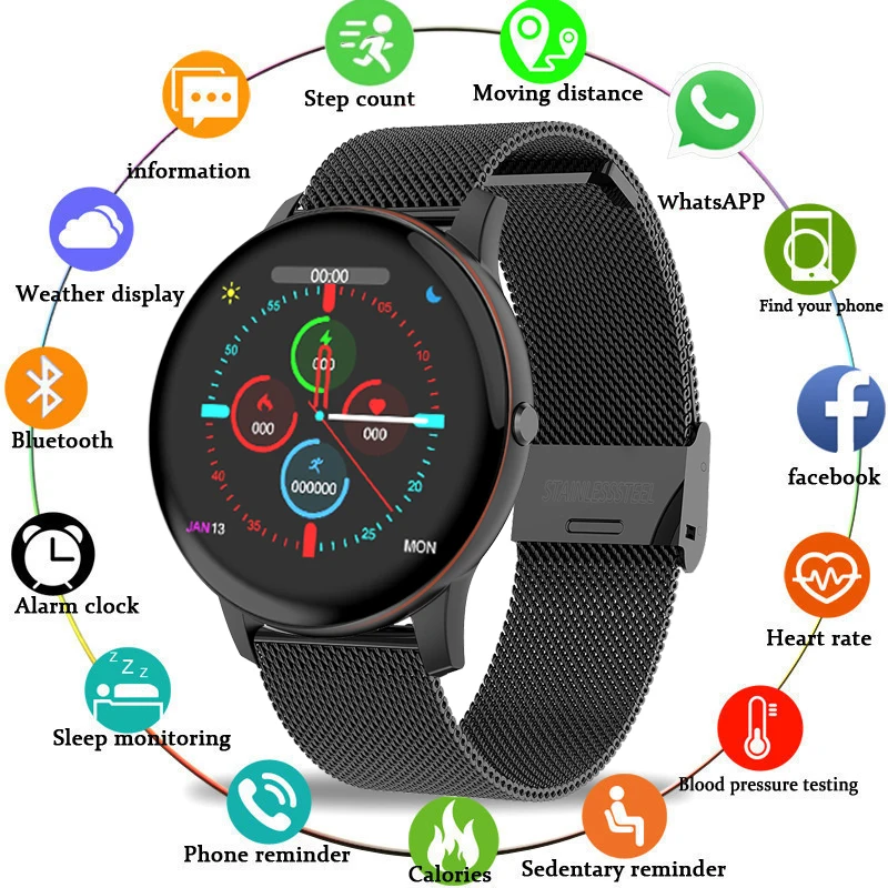 Полный сенсорный экран Смарт часы 2020 мужские и женские BluetoothConnect IOS Android Smartwatch