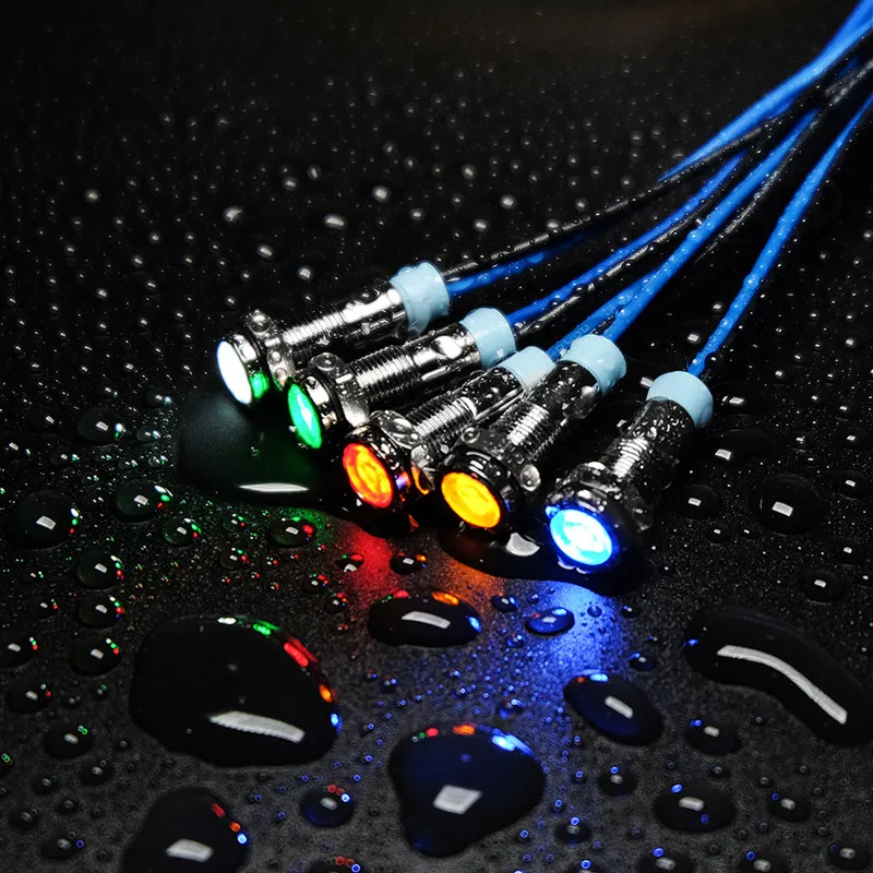 

6mm LED Metal Indicator light 6mm waterproof Signal lamp 6V 12V 24V 220v with wire red yellow blue green white