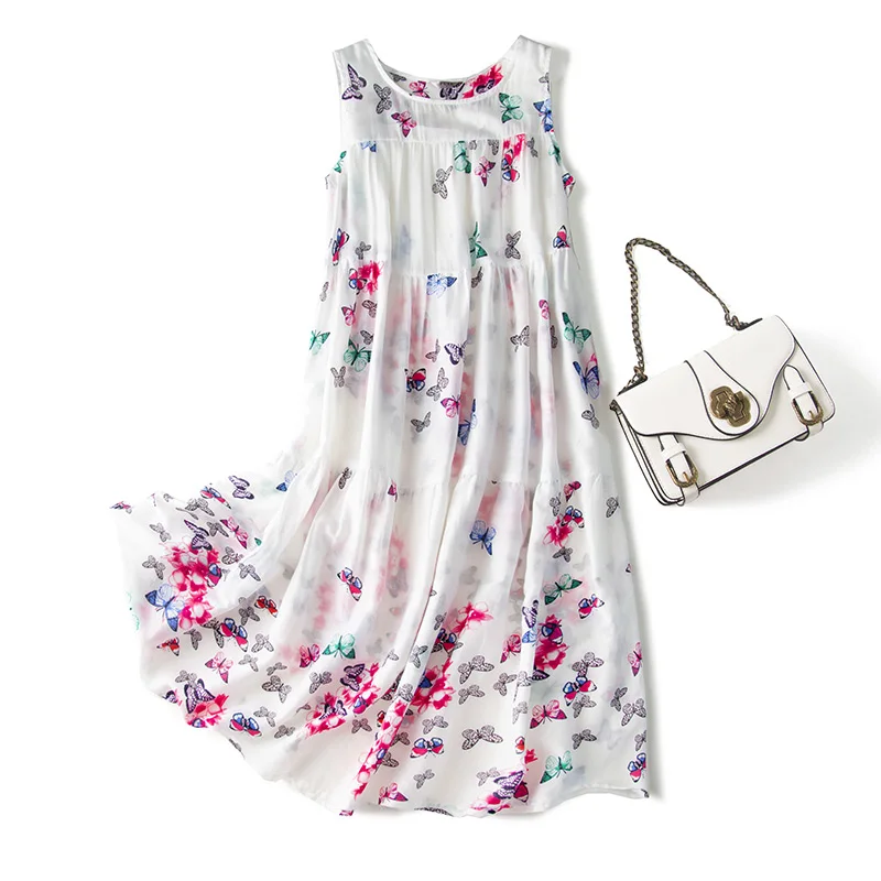 

Женская юбка-бабочка из шелка тутового шелкопряда, повседневная юбка большого размера, 2021