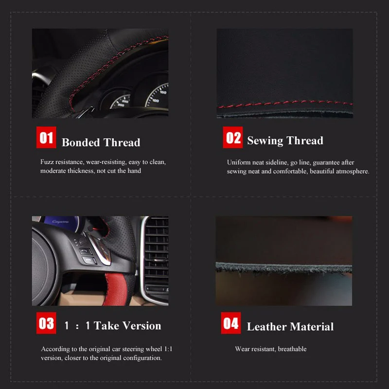 Чехол рулевого колеса автомобиля Hand stitc h on Wrap Cover Car интерьерное украшение для